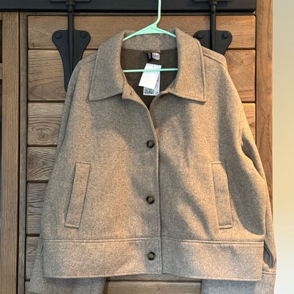 H&M Tan Pea Coat Relaxed Fit Wool Blend - Picture 2 of 5